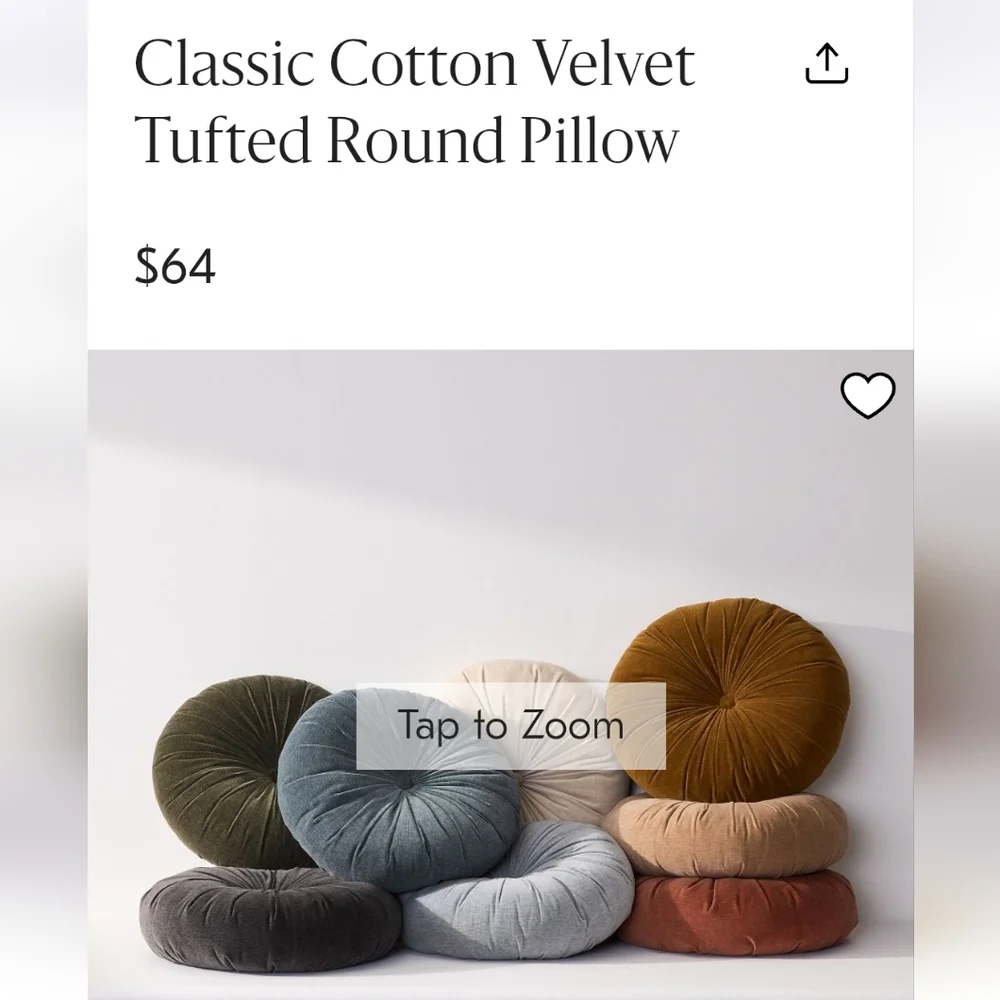 West Elm Classic Cotton Velvet Tufted Round Pillow In Cumin S/2 MCM 15